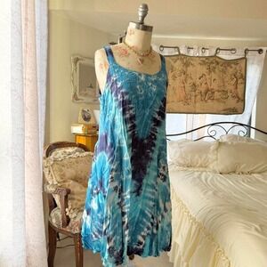 blue boho tie dye dress our house womens size‎ medium
